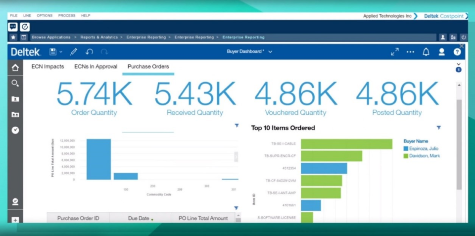 screenshot of Deltek Costpoint